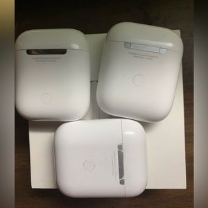 Three pairs of used AirPods gen 1 and gen 2